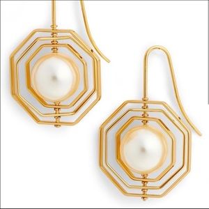 Tory Burch Geo Spinner Pearl Earrings